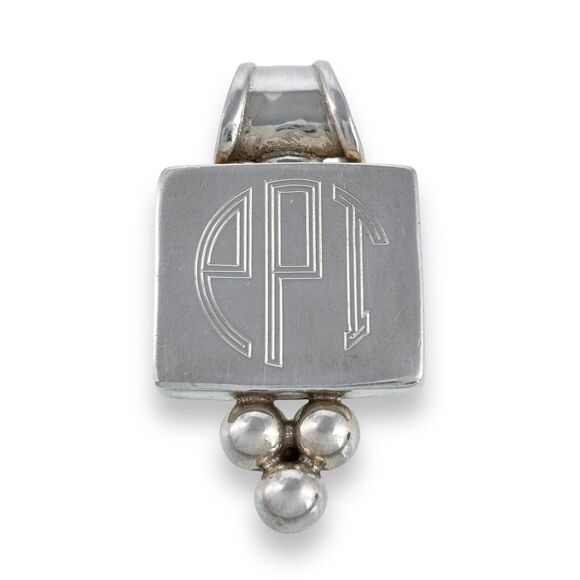 Vintage Thailand SE Sterling Silver 925 Monogram "EPT" Slide Pendant - Picture 1 of 8
